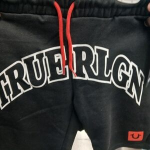 True Religion Black Shorts with Red Accents
